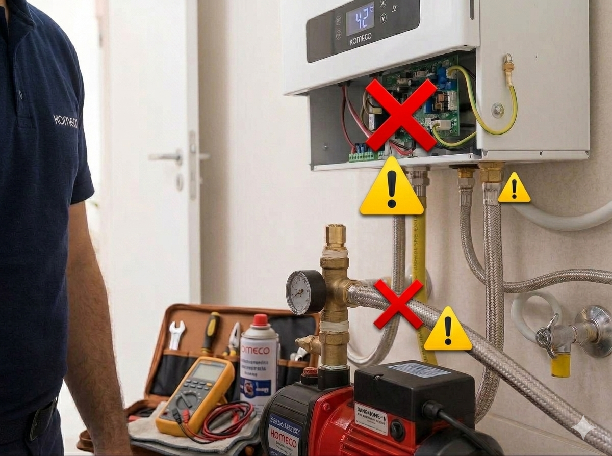 Instalação incorreta de aquecedor